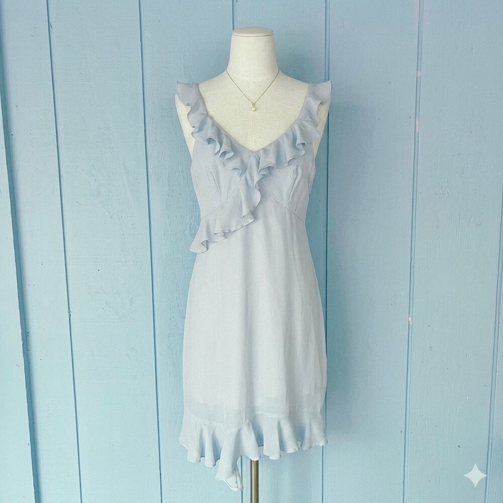 Y2K Abercrombie and Fitch Cottagecore Ruffle Mini Asymmetrical Dress Sz S Tall